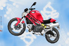 Représentation en 3D d'une moto rouge Ducati